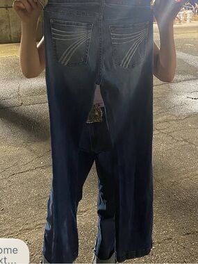7 For All Mankind Dark Blue Wide-Leg Jeans